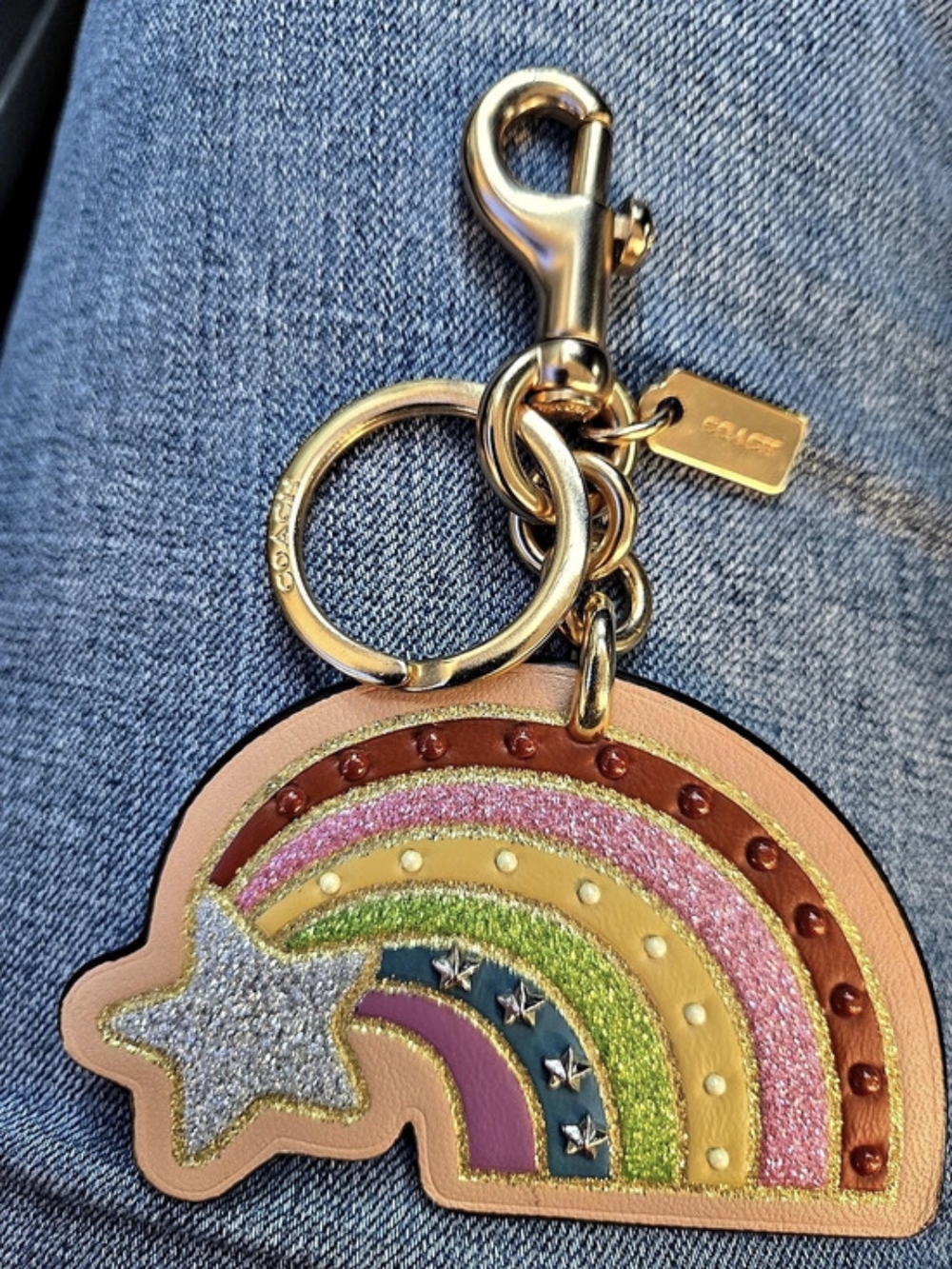 Coach Rainbow Shooting Star Bag Charm Pink Multicolor